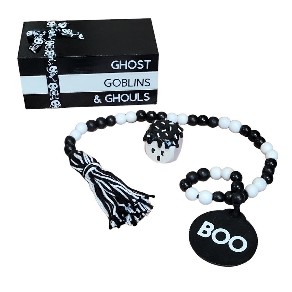 Ghost halloween tiered tray decor